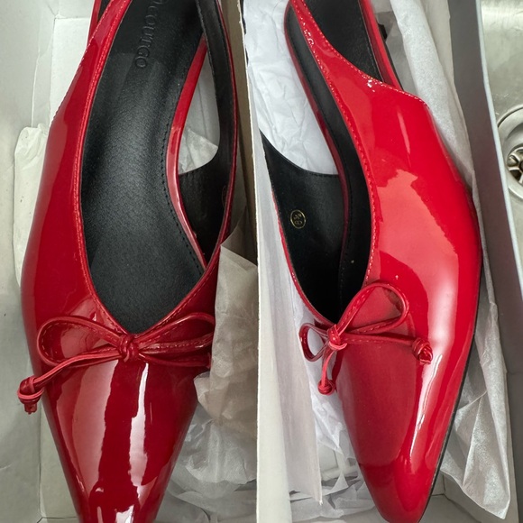 Red Patent Leather Women's Slingback Kitten Heels 👠 - Picture 4 of 7